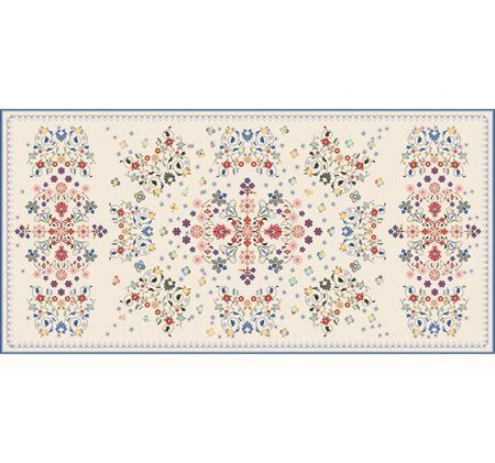 Alfombra Vinilica Floral Beige 97x48cm