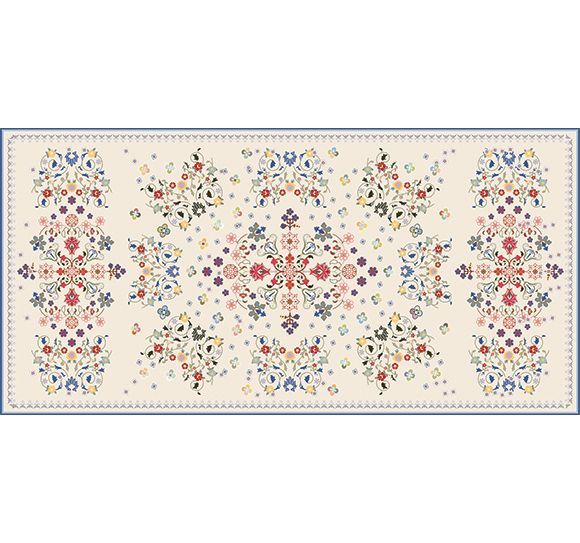 Alfombra Vinilica Floral Beige 97x48cm