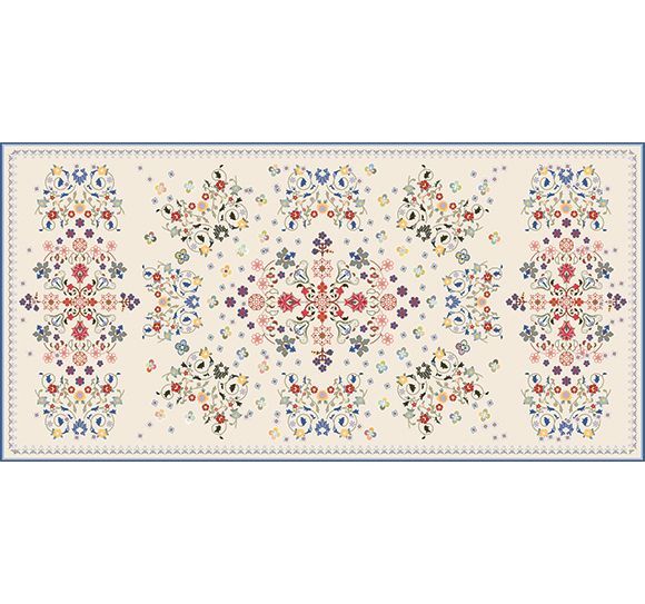 Alfombra Vinilica Floral Beige 97x48cm