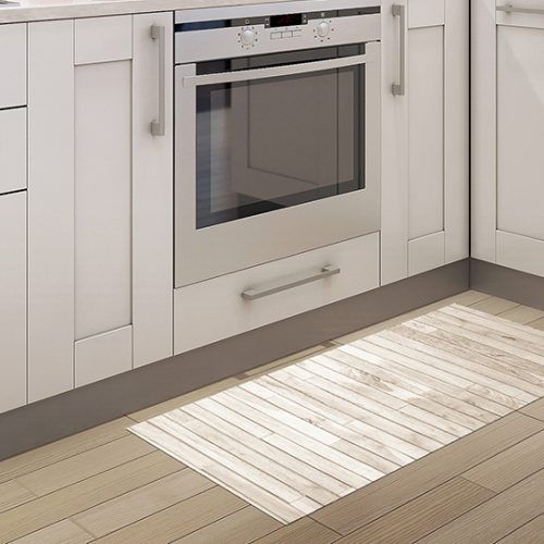 Alfombra Vinilo Cocina - Madera Brown White 97x48cm