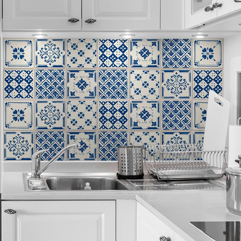 Vinilos para muebles Azulejos azules y blancos Papel Adhesivo