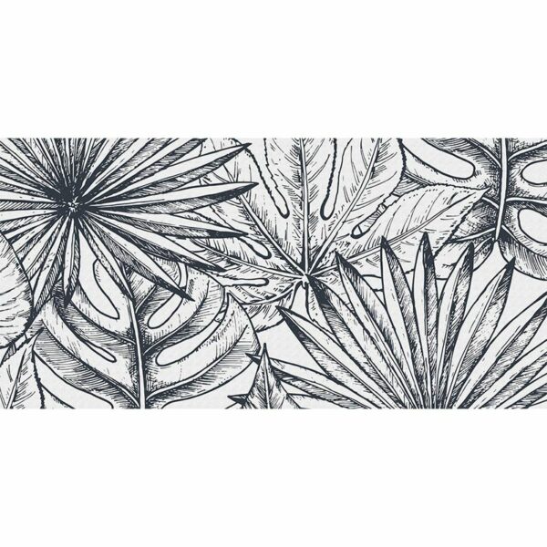 alfombra vinílica LEaves Black & White 97 x 48 cm