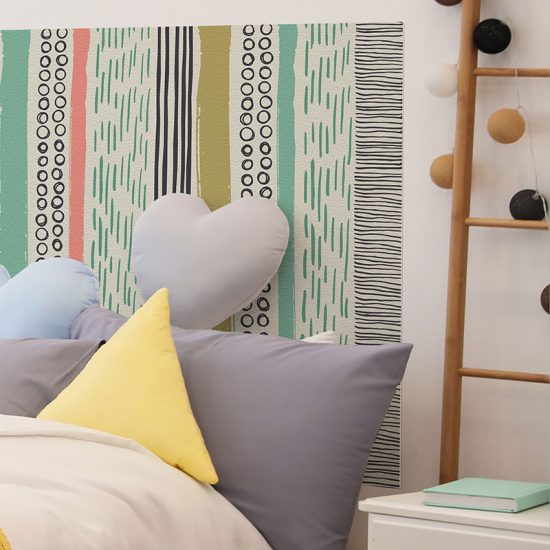 Detalle cabecero de cama de vinilo infantil Tippy