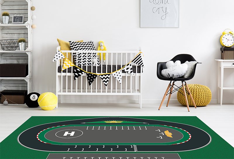 alfombra vinílica infantil Racing Circuit Outlet detalle habitación