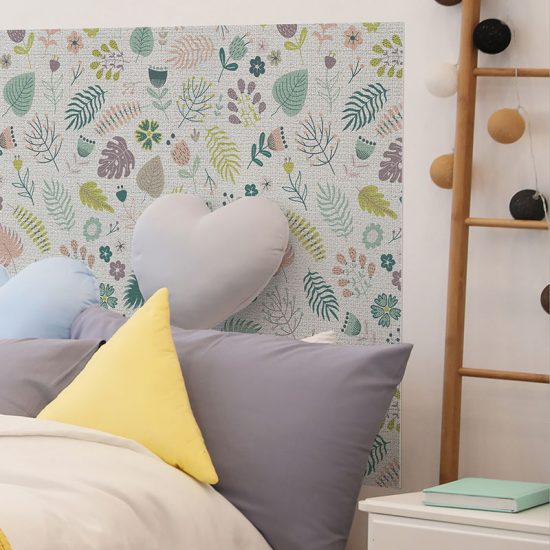 Detalle cabecero de cama de vinilo infantil Happy Flower