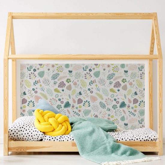 Cabecero de cama de vinilo Infantil Happy Flower detalle cama