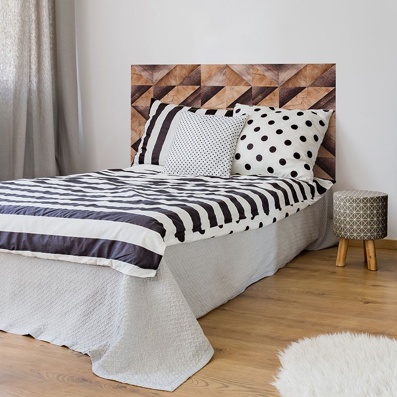 Dormitorio cabecero de cama Brown Wood Triangles 135 x 80 cm
