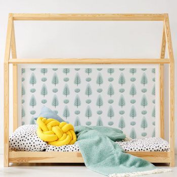 Cabecero de cama de vinilo Infantil Bosque Verde detalle cama
