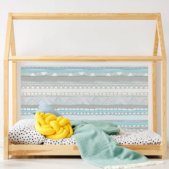 Cabecero de cama de vinilo Infantil Love Lines detalle cama