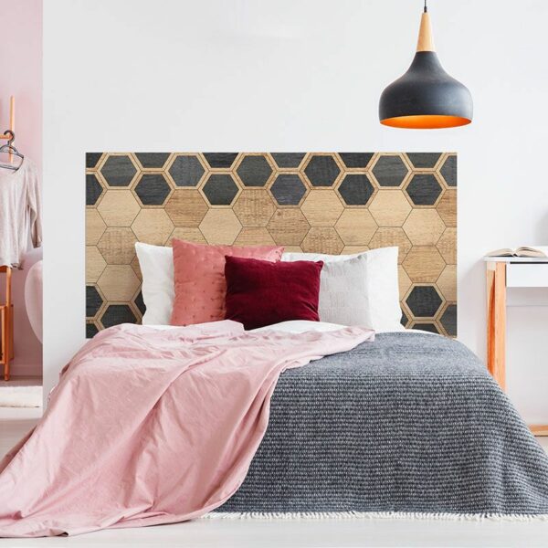 Dormitorio cabecero de cama Hexagons Black Woods 160 x 80 cm