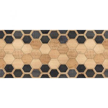 Cabecero de cama de vinilo Hexagons Black Wood 200 x 80 cm