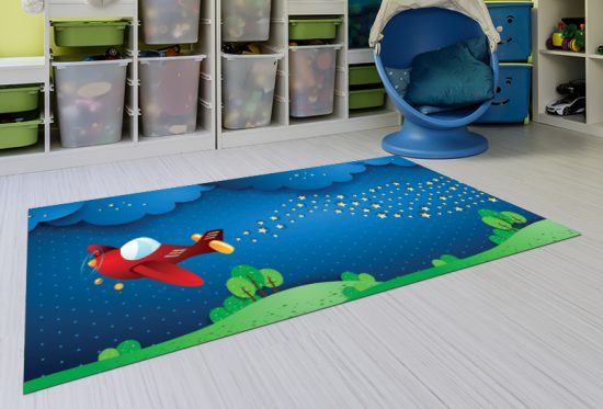 alfombra vinílica infantil Aeroespacial Outlet detalle playroom