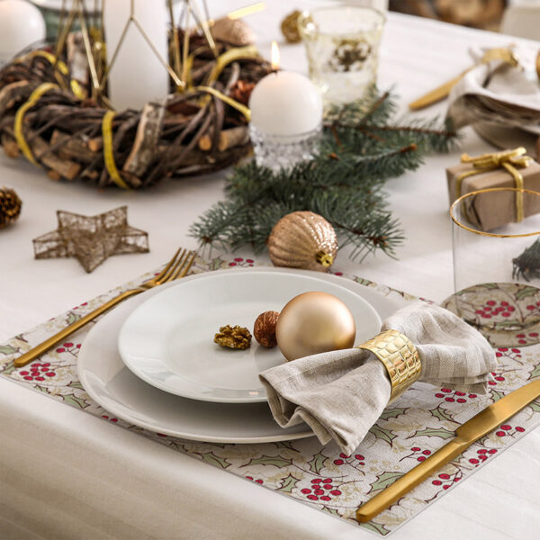pack manteles y posavasos Navidad Floral detalle mesa