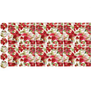 pack manteles y posavasos Flor Navideña