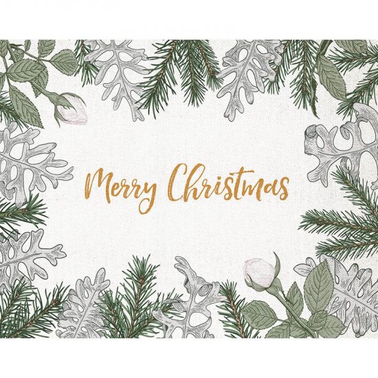 manteles individuales Merry Christmas Green