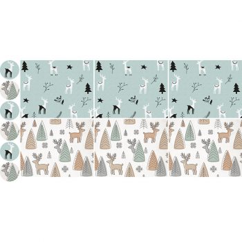 pack manteles y posavasos Renos y árboles