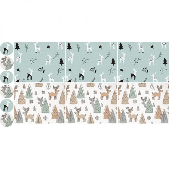 pack manteles y posavasos Renos y árboles