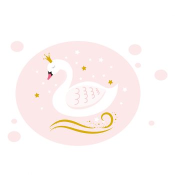 Vinilo infantil cisne rosa