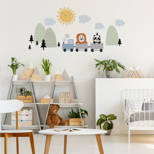 Vinilo infantil travell train dormitorio infantil