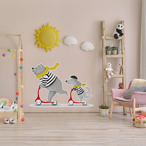 Vinilo infantil happy monopatín dormitorio infantil