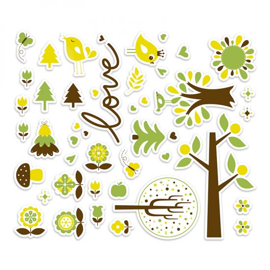 Vinilo infantil bosque love verde distribución