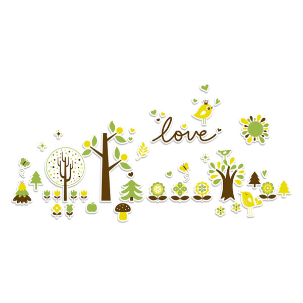 Vinilo infantil bosque love verde