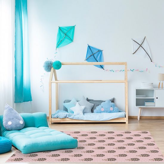 Alfombra vinílica infantil Erizos rosa habitación infantil