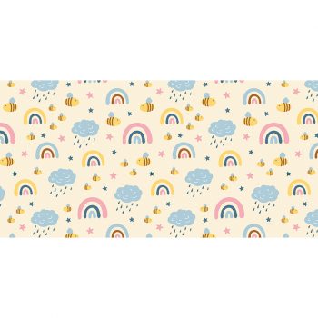 Alfombra vinílica infantil Bee arcoiris 97 x 48 cm