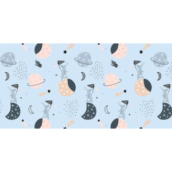 Alfombra vinílica infantil Space rabbits 97 x 48 cm