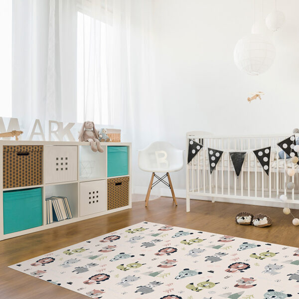 Alfombra vinílica infantil bosque feliz detalle habitación
