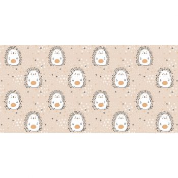 Alfombra vinílica infantil Erizos estrellitas marrón 97 x 48 cm