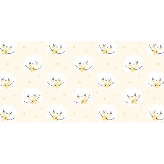 Alfombra vinílica infantil estrellas y nubes amarillas 97 x 48 cm