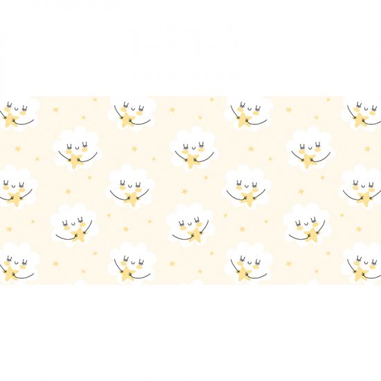 Alfombra vinílica infantil estrellas y nubes amarillas 97 x 48 cm