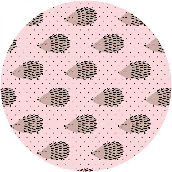 Alfombra vinílica infantil redonda Erizos rosa 60 x 60 cm