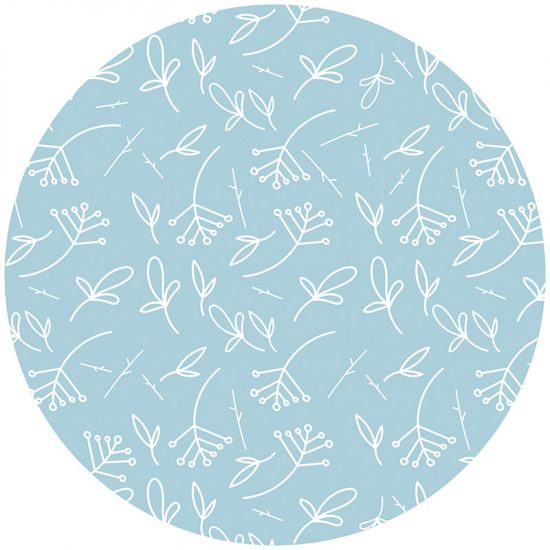Alfombra vinílica infantil redonda plantas azul 60 x 60 cm