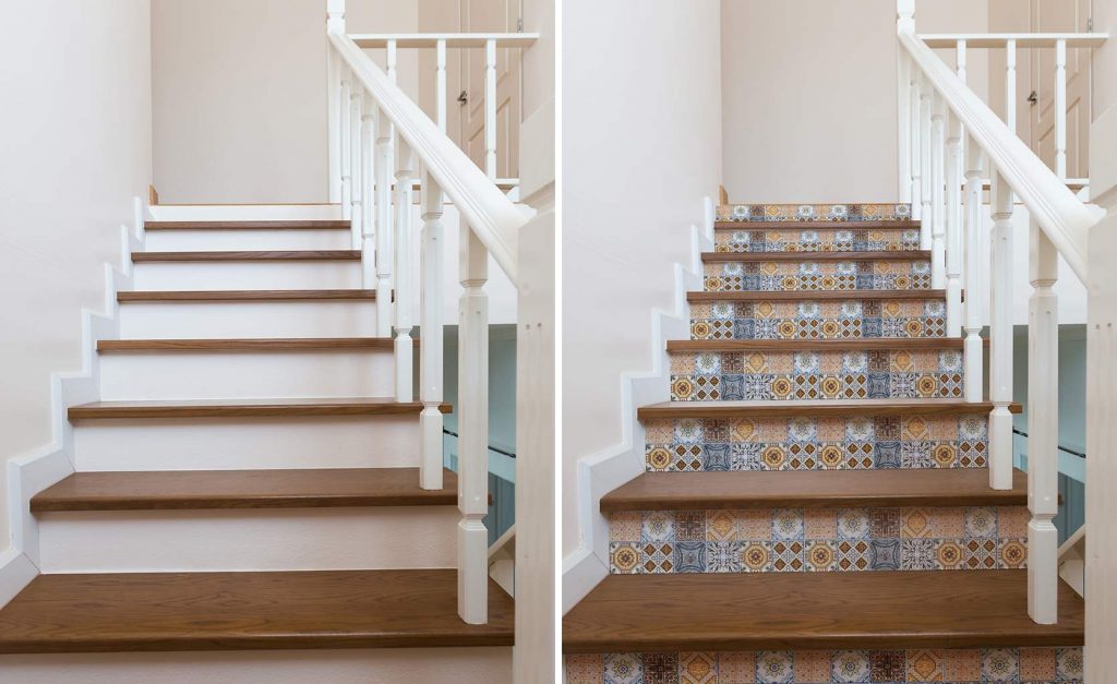 Azulejos vinílicos contahuellas escaleras