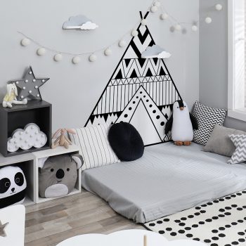 Habitación infantil cabecero de cama Tippy blanco y negro