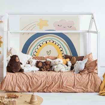 Habitación infantil cabecero de cama arcoiris love
