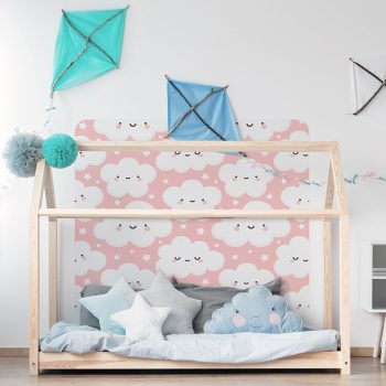 Habitación infantil cabecero de cama nubelandia rosa