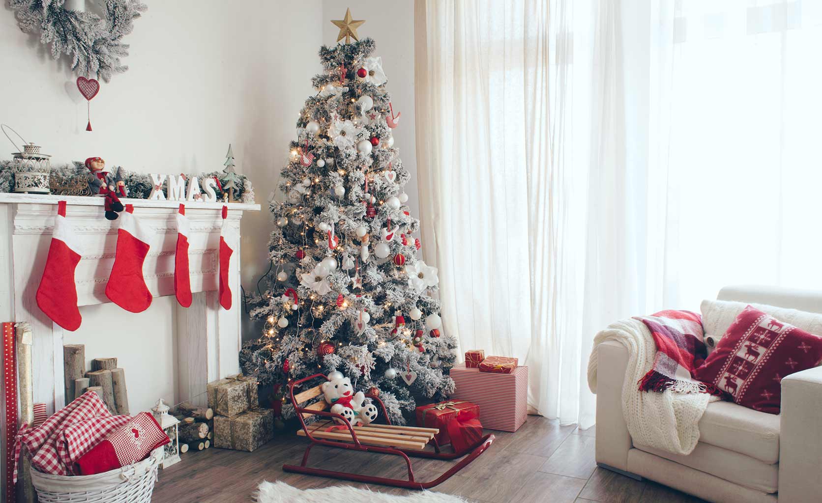 Salón decorado Navidad