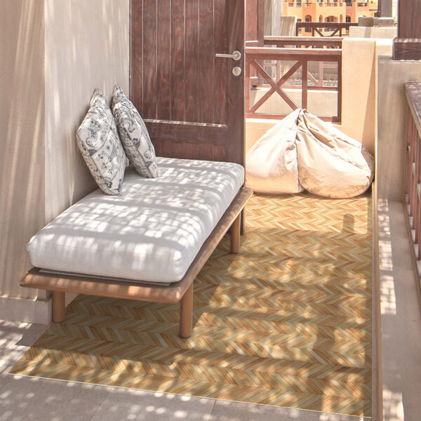 Terraza alfombra vinílica madera espiga parquet