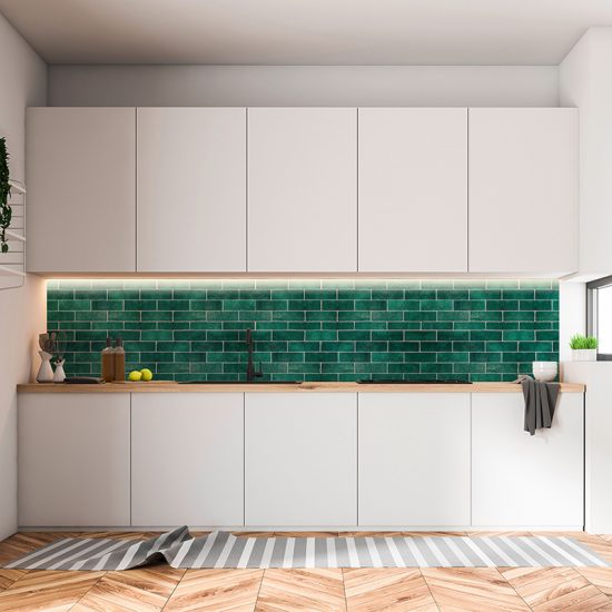 Vinilo decorativo ladrillo verde cocina