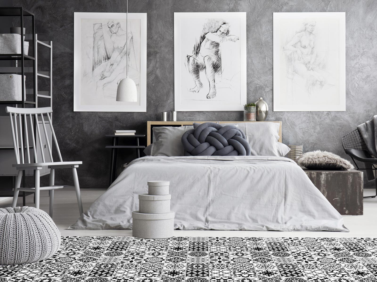 alfombra vinílica blanco y negro 