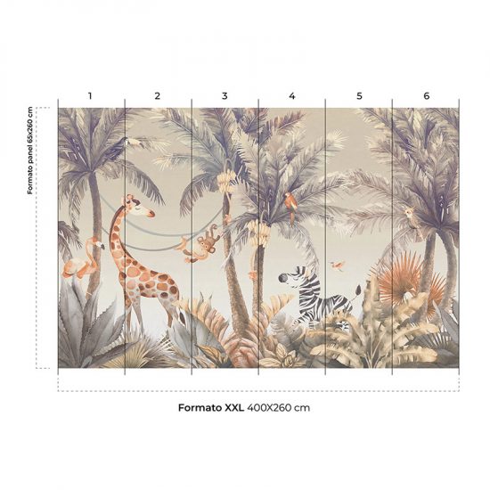Papel pintado autoadhesivo mural Happy jungle colocación