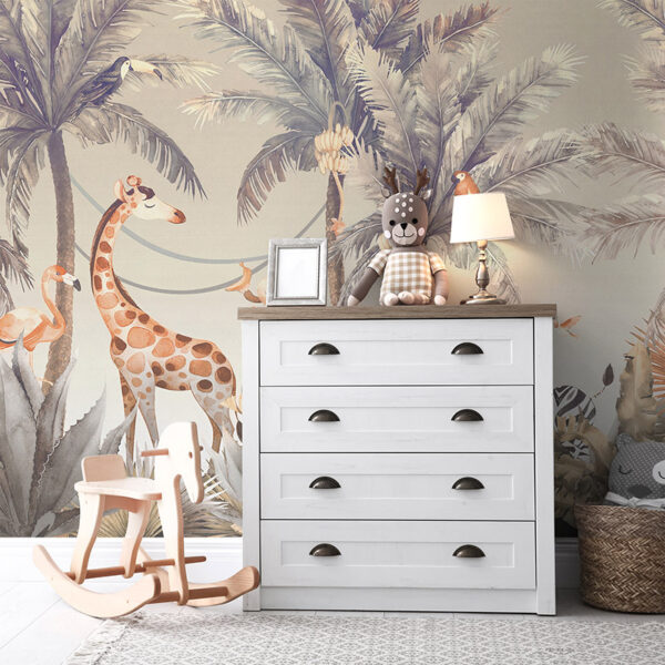 Papel pintado autoadhesivo mural happy jungle habitación infantil