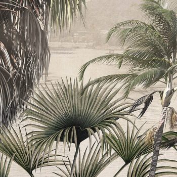 Papel pintado autoadhesivo mural Sunny jungle detalle