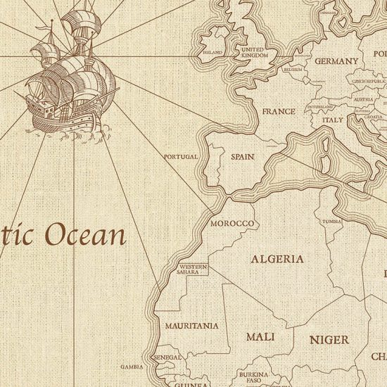 Papel pintado autoadhesivo mural Mapa mundo antiguo detalle