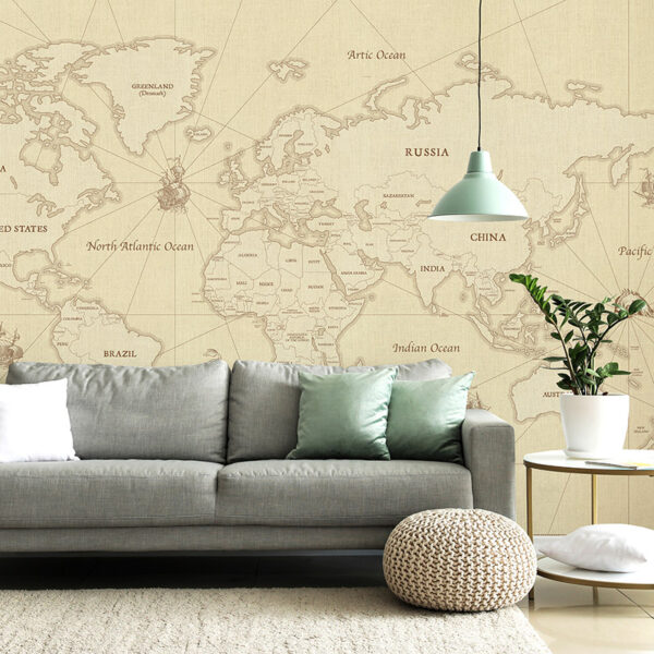 Papel pintado autoadhesivo mural Mapa del mundo antiguot salón