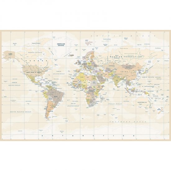 Papel pintado autoadhesivo mural Mapa del mundo colores