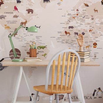 Papel pintado autoadhesivo mural Mapa mundi habitación infantil